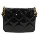 CHANEL Matelasse Chain Shoulder Bag Patent leather Black Gold CC Auth 184590SAM-3