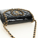 CHANEL Matelasse Chain Shoulder Bag Patent leather Black Gold CC Auth 184590SAM-6