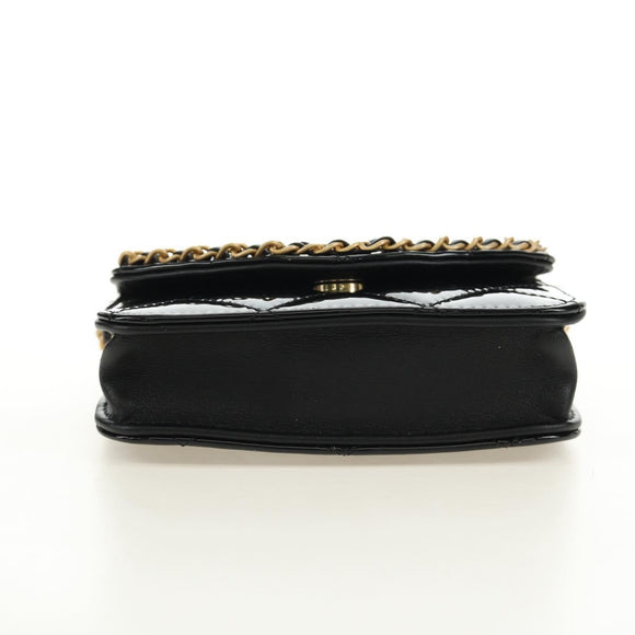 CHANEL Matelasse Chain Shoulder Bag Patent leather Black Gold CC Auth 184590SAM
