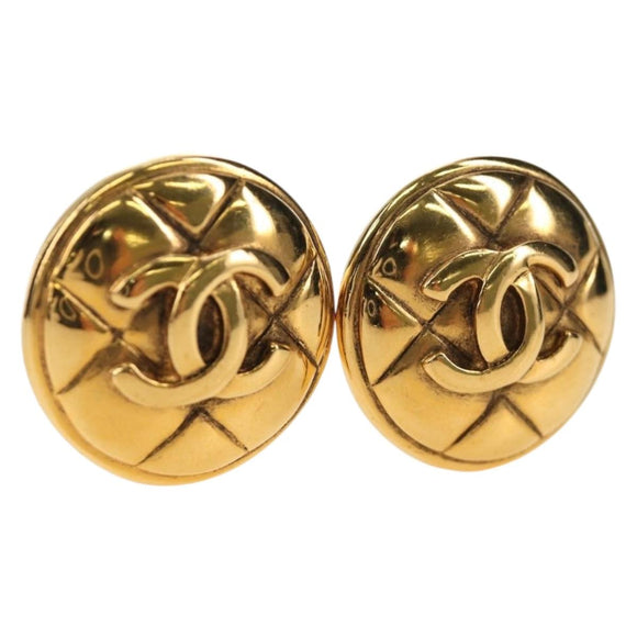 CHANEL Earring metal Gold Tone CC Auth 184597V