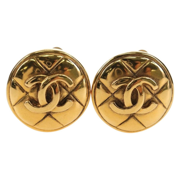 CHANEL Earring metal Gold Tone CC Auth 184597V