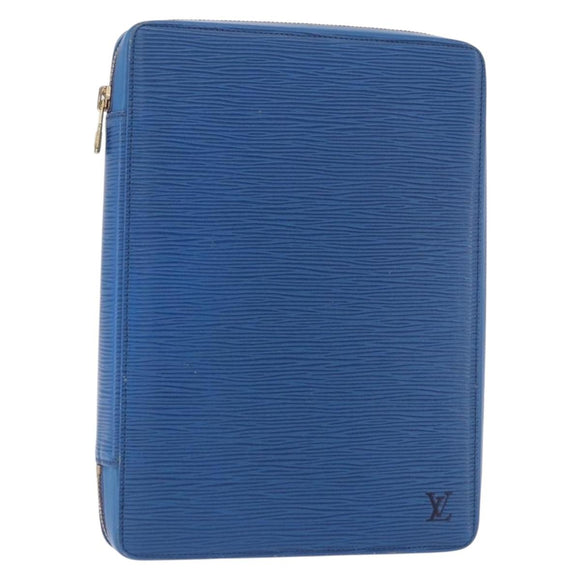 LOUIS VUITTON Epi Agenda Voyage Day Planner Cover Blue LV Auth 184610