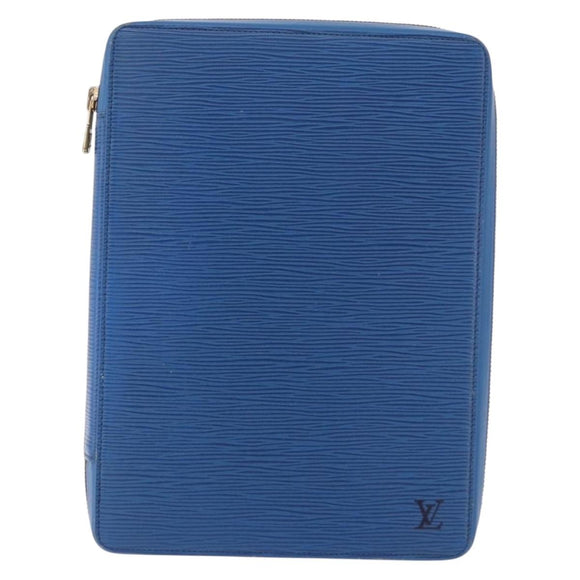 LOUIS VUITTON Epi Agenda Voyage Day Planner Cover Blue LV Auth 184610