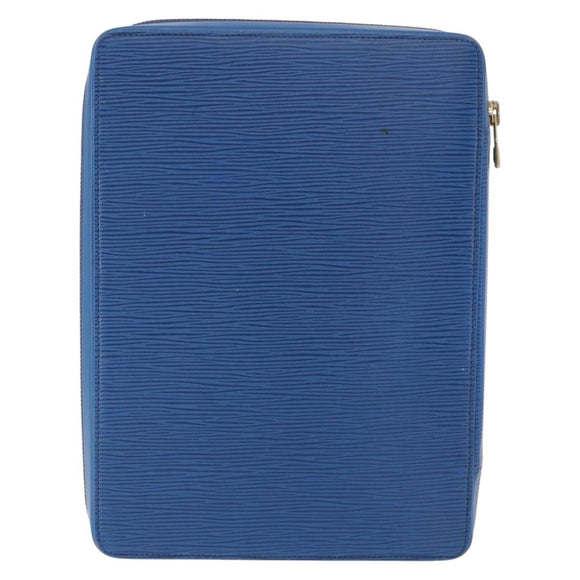 LOUIS VUITTON Epi Agenda Voyage Day Planner Cover Blue LV Auth 184610