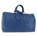 LOUIS VUITTON Epi Keepall 45 Boston Bag Blue M42975 LV Auth 184611-1