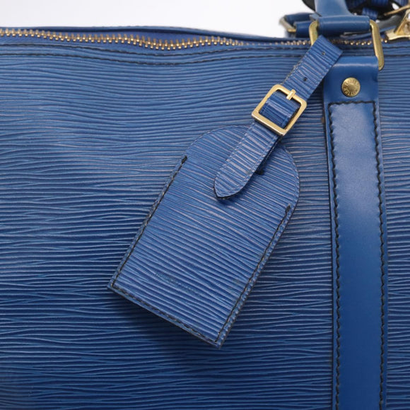 LOUIS VUITTON Epi Keepall 45 Boston Bag Blue M42975 LV Auth 184611