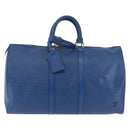 LOUIS VUITTON Epi Keepall 45 Boston Bag Blue M42975 LV Auth 184611-2