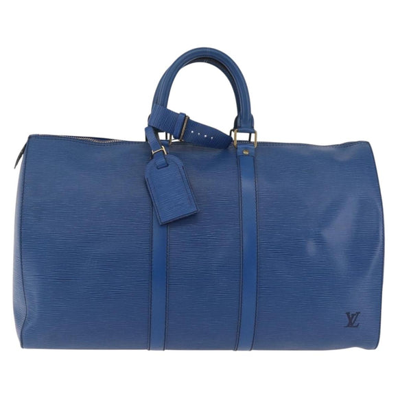 LOUIS VUITTON Epi Keepall 45 Boston Bag Blue M42975 LV Auth 184611