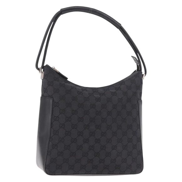 GUCCI GG Canvas Shoulder Bag Black Silver 001 3766 2123 Auth 184615