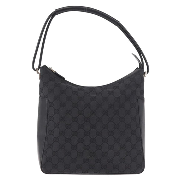 GUCCI GG Canvas Shoulder Bag Black Silver 001 3766 2123 Auth 184615