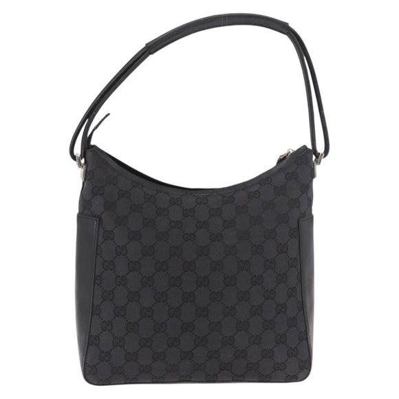 GUCCI GG Canvas Shoulder Bag Black Silver 001 3766 2123 Auth 184615
