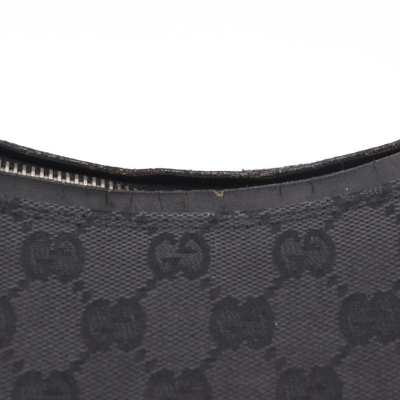 GUCCI GG Canvas Shoulder Bag Black Silver 001 3766 2123 Auth 184615