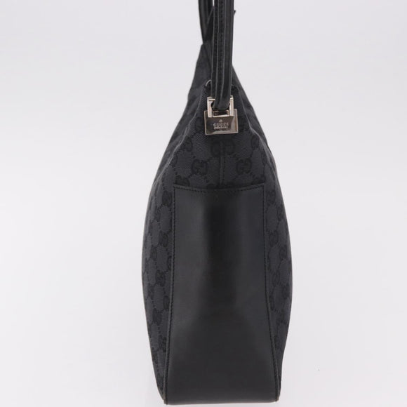 GUCCI GG Canvas Shoulder Bag Black Silver 001 3766 2123 Auth 184615