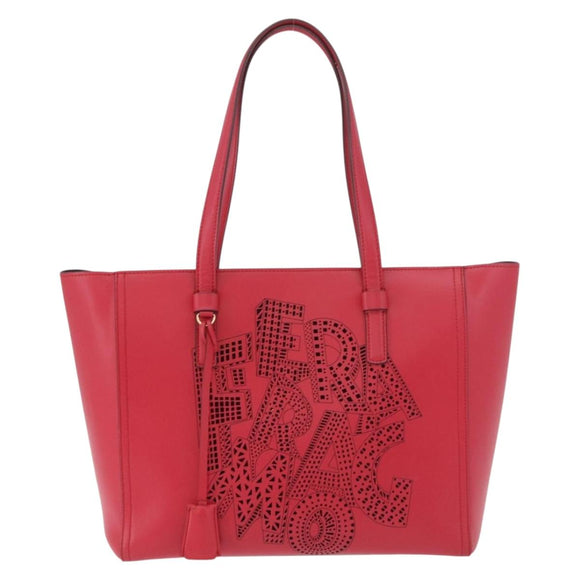 Salvatore Ferragamo Gancini Tote Bag Leather Pink Gold Auth 184616V