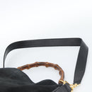 GUCCI Bamboo Shoulder Bag Suede 2way Black Gold 001 1577 2615 Auth 184617-14