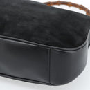 GUCCI Bamboo Shoulder Bag Suede 2way Black Gold 001 1577 2615 Auth 184617-15