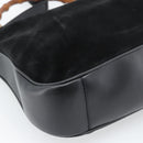 GUCCI Bamboo Shoulder Bag Suede 2way Black Gold 001 1577 2615 Auth 184617-10