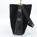 GUCCI Bamboo Shoulder Bag Suede 2way Black Gold 001 1577 2615 Auth 184617-3