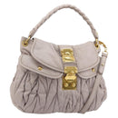 Miu Miu Matelasse Shoulder Bag Leather 2way Gold Purple gray Auth 184618A-1