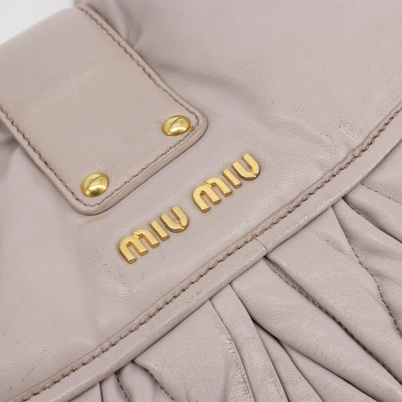 Miu Miu Matelasse Shoulder Bag Leather 2way Gold Purple gray Auth 184618A