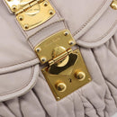 Miu Miu Matelasse Shoulder Bag Leather 2way Gold Purple gray Auth 184618A-22