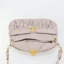 Miu Miu Matelasse Shoulder Bag Leather 2way Gold Purple gray Auth 184618A-24