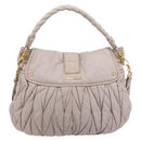 Miu Miu Matelasse Shoulder Bag Leather 2way Gold Purple gray Auth 184618A-2