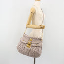 Miu Miu Matelasse Shoulder Bag Leather 2way Gold Purple gray Auth 184618A-31