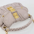 Miu Miu Matelasse Shoulder Bag Leather 2way Gold Purple gray Auth 184618A-14
