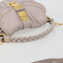 Miu Miu Matelasse Shoulder Bag Leather 2way Gold Purple gray Auth 184618A-6