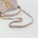 Miu Miu Matelasse Shoulder Bag Leather 2way Gold Purple gray Auth 184618A-7