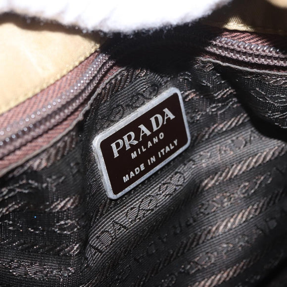 PRADA Tote Bag Nylon Brown Silver Auth 184619