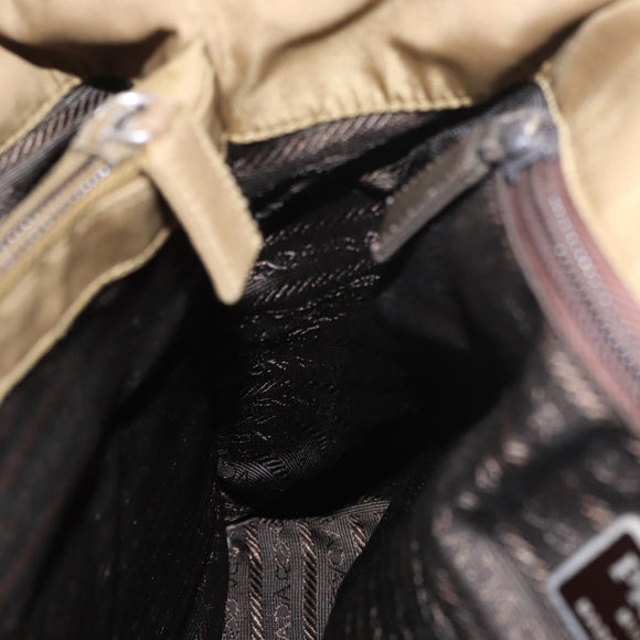 PRADA Tote Bag Nylon Brown Silver Auth 184619