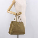 PRADA Tote Bag Nylon Brown Silver Auth 184619-27