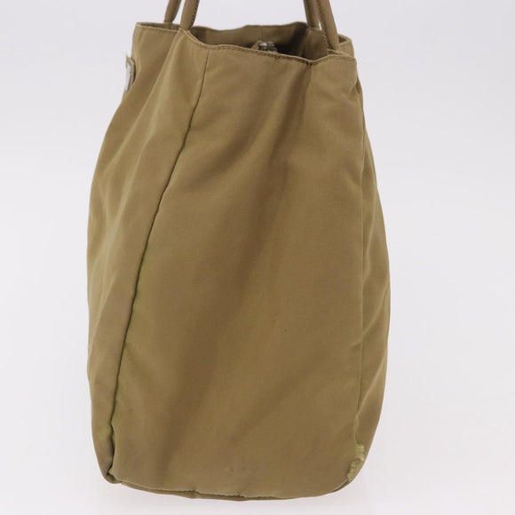 PRADA Tote Bag Nylon Brown Silver Auth 184619