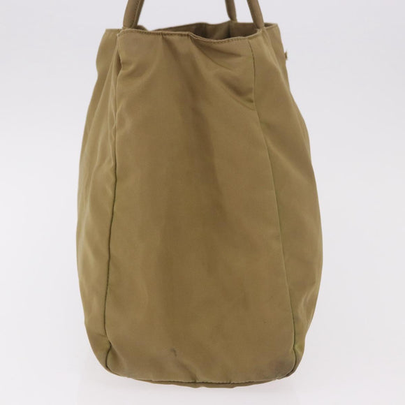 PRADA Tote Bag Nylon Brown Silver Auth 184619