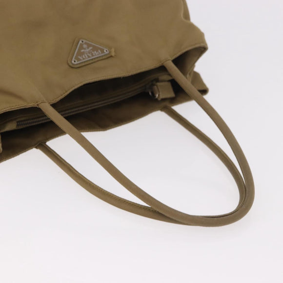 PRADA Tote Bag Nylon Brown Silver Auth 184619
