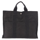 HERMES Her Line MM Hand Bag Canvas Gray Silver Auth 184623A-13