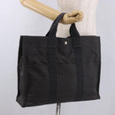 HERMES Her Line MM Hand Bag Canvas Gray Silver Auth 184623A-22