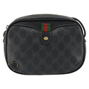 GUCCI GG Supreme Web Sherry Line Bag PVC Black Red 156 02 066 Auth 184624-13