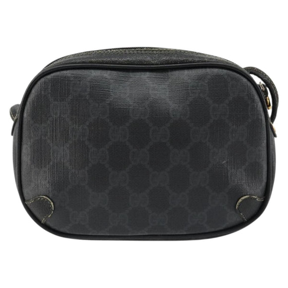 GUCCI GG Supreme Web Sherry Line Bag PVC Black Red 156 02 066 Auth 184624