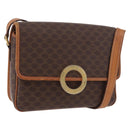 CELINE Macadam Canvas Circle Shoulder Bag PVC Leather Brown Gold Auth 184626-1