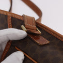 CELINE Macadam Canvas Circle Shoulder Bag PVC Leather Brown Gold Auth 184626-9