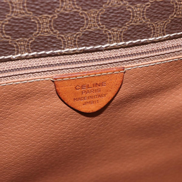 CELINE Macadam Canvas Circle Shoulder Bag PVC Leather Brown Gold Auth 184626