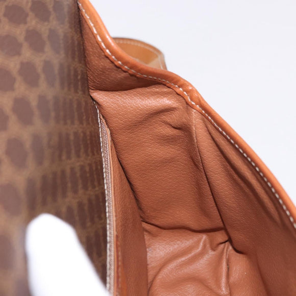 CELINE Macadam Canvas Circle Shoulder Bag PVC Leather Brown Gold Auth 184626