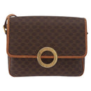 CELINE Macadam Canvas Circle Shoulder Bag PVC Leather Brown Gold Auth 184626-13