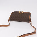 CELINE Macadam Canvas Circle Shoulder Bag PVC Leather Brown Gold Auth 184626-6