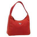 PRADA Hand Pouch Nylon Red Silver Auth 184627A-1