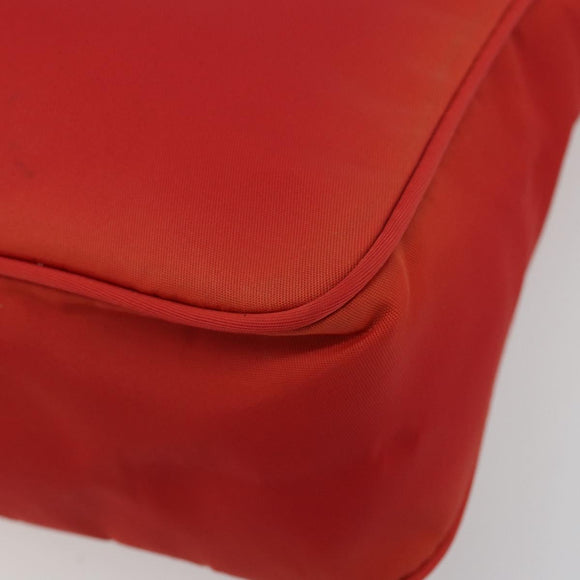 PRADA Hand Pouch Nylon Red Silver Auth 184627A