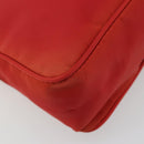 PRADA Hand Pouch Nylon Red Silver Auth 184627A-13